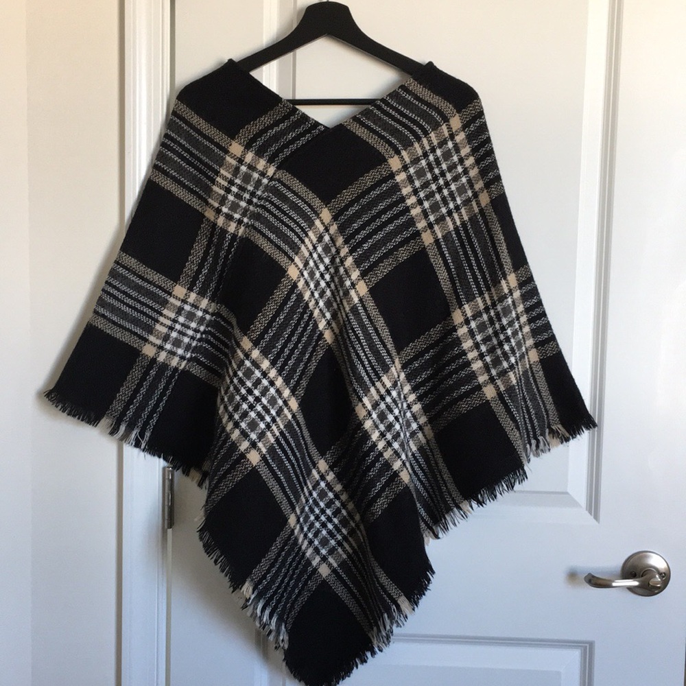 Plaid poncho